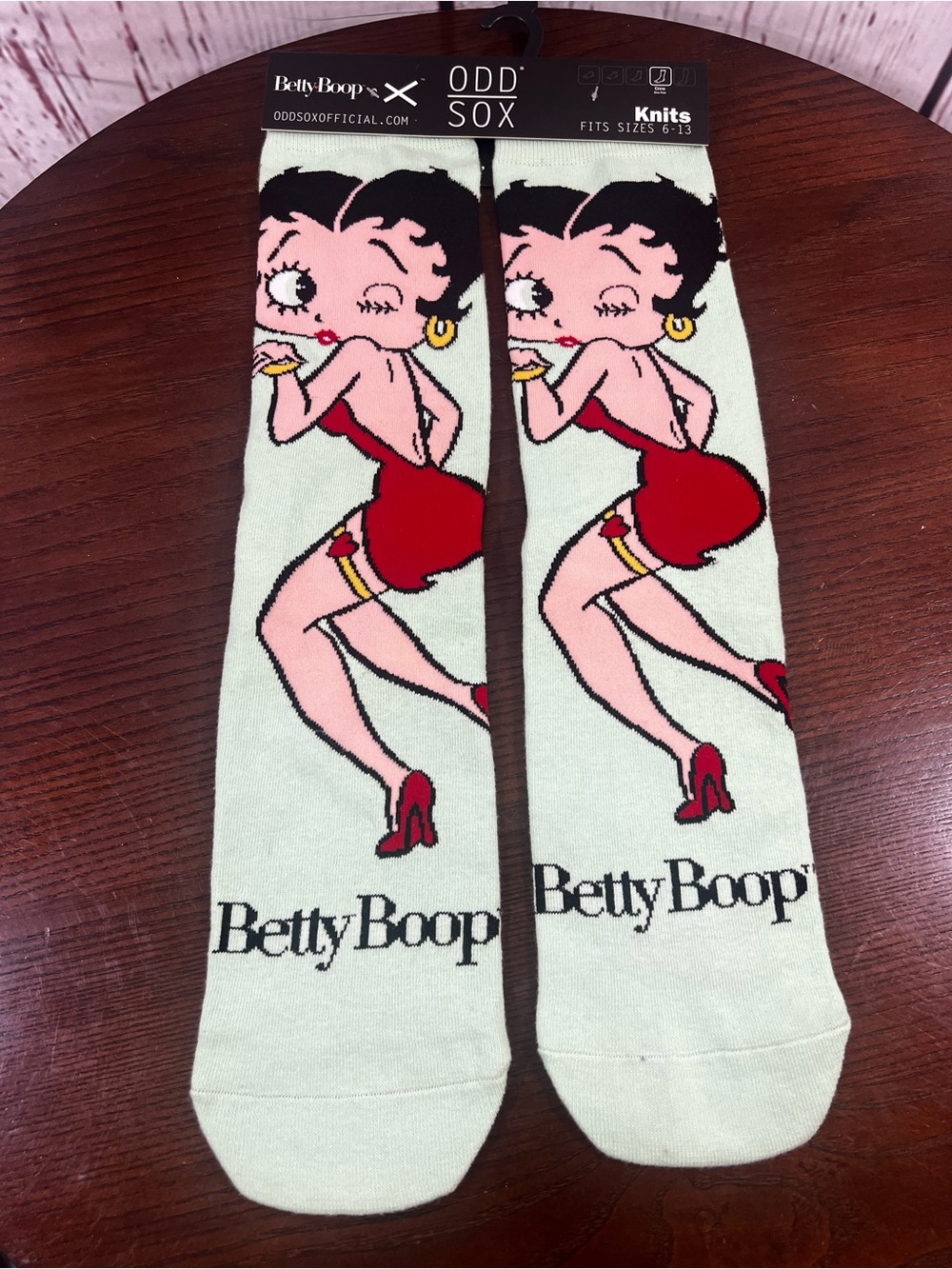 Betty Boop by Odd Sox Green & Red Graphic Crew Socks